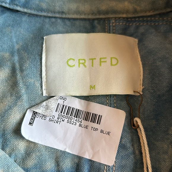 NWT Crtfd Organics Acid Washed Button Up Patch Shirt Sleeved Shirt - Picture 3 of 7